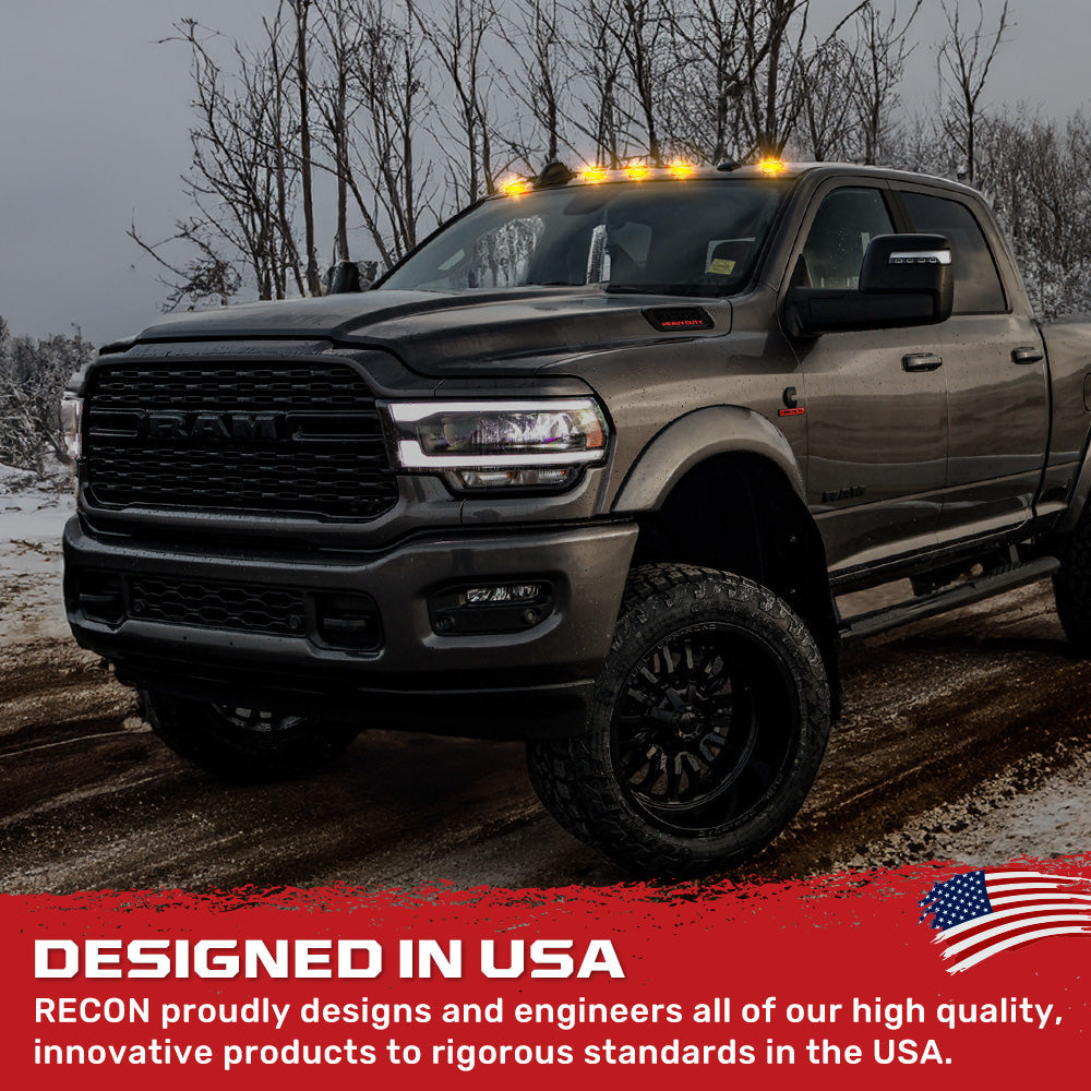 Dodge RAM HD 2500/3500 19-25 5 Piece Cab Roof Light Set 2-Way Front & Rear Facing Ultra High-Power LEDs Multiple Lens & Colors