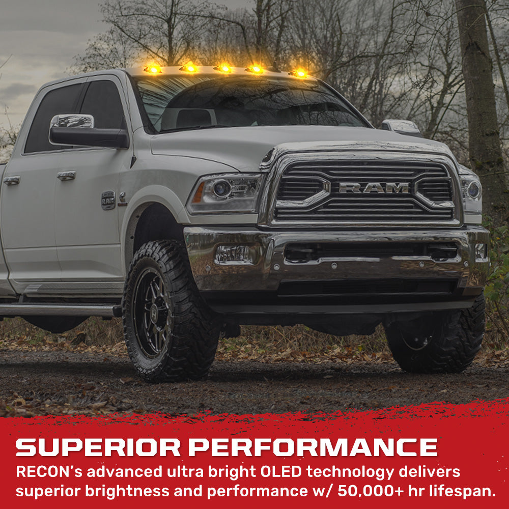 Dodge RAM HD 2500/3500 19-25 5 Piece Cab Roof Light Set 2-Way Front & Rear Facing Ultra High-Power LEDs Multiple Lens & Colors