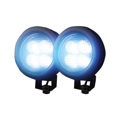 1800 Lumen Driving Light Kit 12W 6500K 4 LEDs Chrome Circle Housing Clear