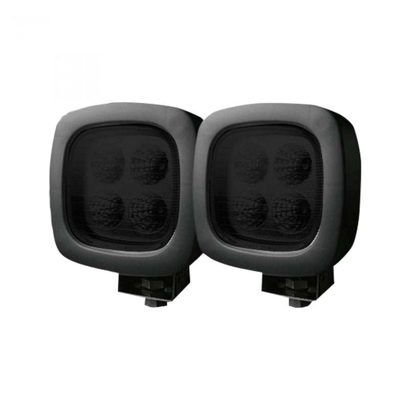 1800 Lumen Driving Light Kit 12W 6500K 4 LEDs Black Chrome Square Housing Clear