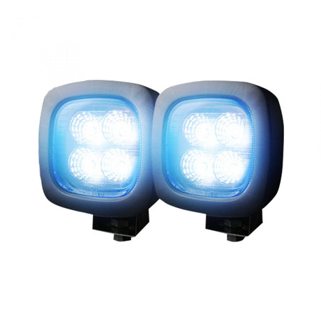 1800 Lumen Driving Light Kit 12W 6500K 4 LEDs Black Chrome Square Housing Clear