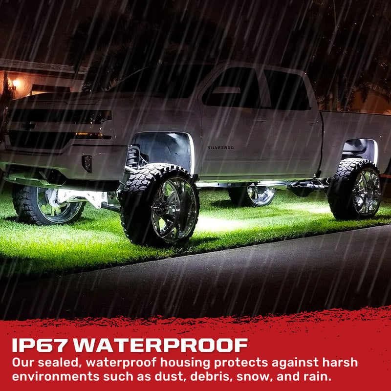 Universal 4-PC Ultra Bright RGB Multicolor CREE LED Underbody Rock Lights Bluetooth Control