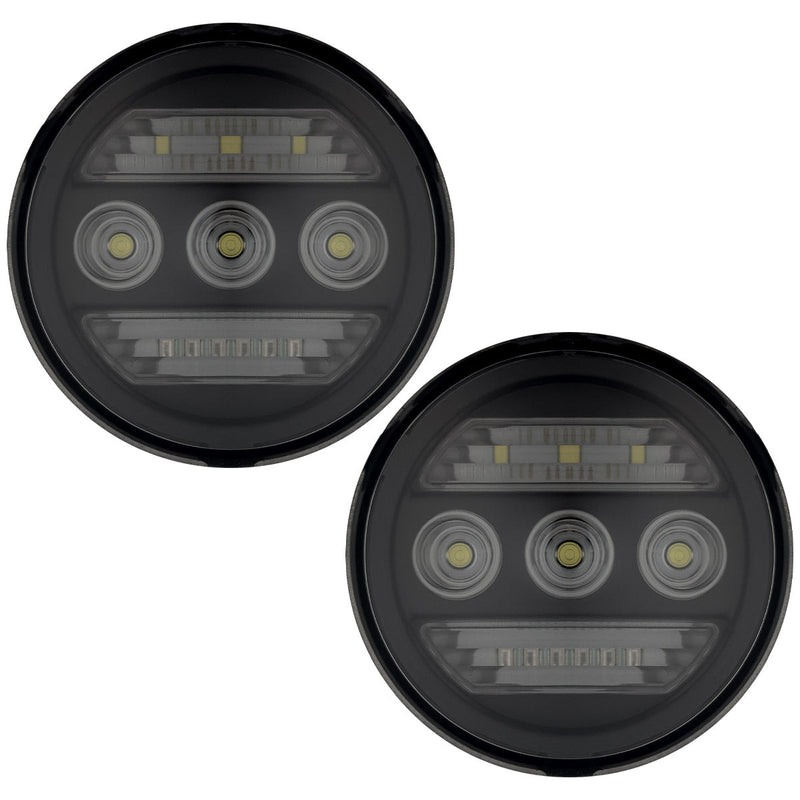 GMC Sierra & Chevy Silverado 15-19 White LED 2-Pc Fog Lights 3 Functions (Fog Lights, DRL, Amber Turn Signals) - Smoked Lens