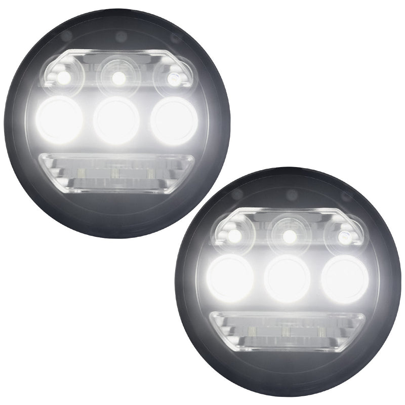 GMC Sierra & Chevy Silverado 15-19 White LED 2-Pc Fog Lights 3 Functions (Fog Lights, DRL, Amber Turn Signals) - Smoked Lens