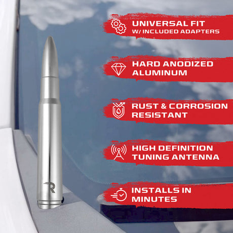.50 Cal Bullet Antenna (Fits OEM Factory Threaded Antenna) Multiple Colors