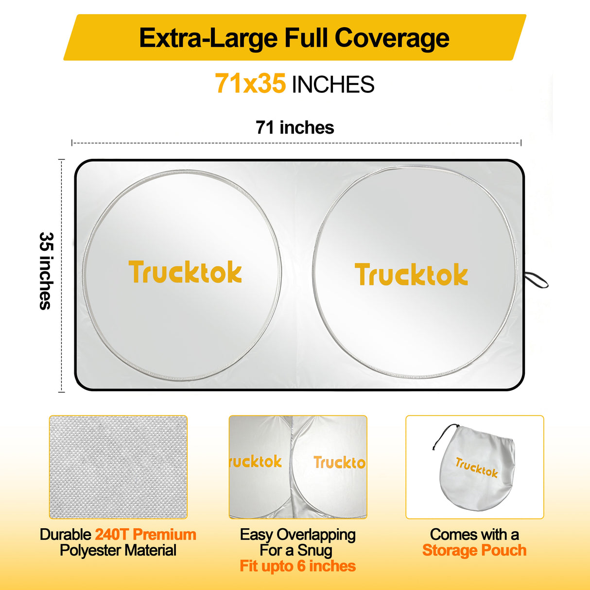 Trucktok Specially Customized  Universal Windshield Sunshade Summer Interior Cooler Auto Sun Protector TruckTok