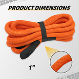 Trucktok 1" x 30ft Kinetic Recovery Rope Soft Shackle Series 35,000 lbs Break Strength TruckTok