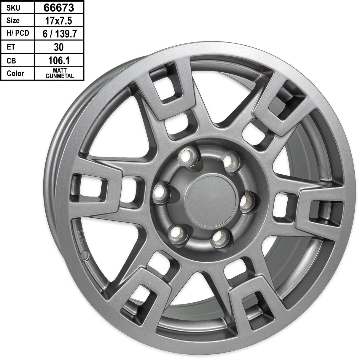 Toyota TRD Style Wheel 17 x 7.5" Auto Rim 1pc Matte Gunmetal