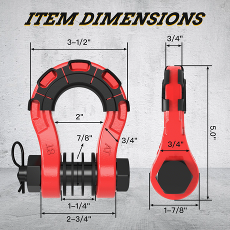 Trucktok 3/4" D-Ring Shackle 70,000 lbs Break Strength with Isolator (1 Pair ) TruckTok