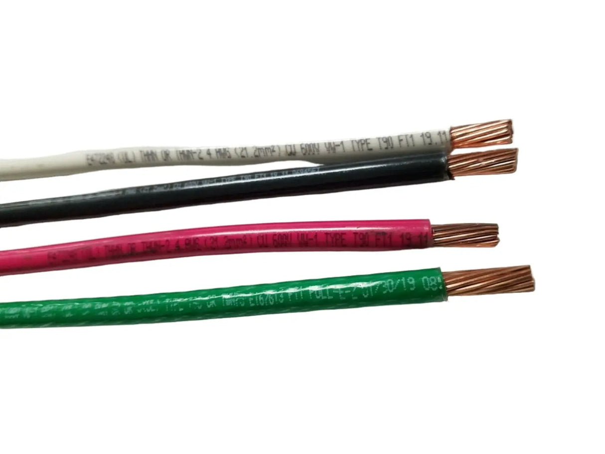 25' EA THHN THWN 4 AWG GAUGE BLACK WHITE RED COPPER WIRE + 25 4 AWG GREEN ACDC