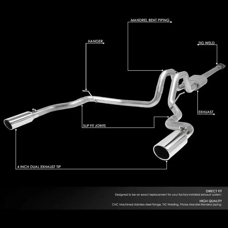 Catback Exhaust System For 2015-2020 Ford F150 2.7L 3.5L 5.0L 3-Inch W/ Black/Polished Muffler Tips