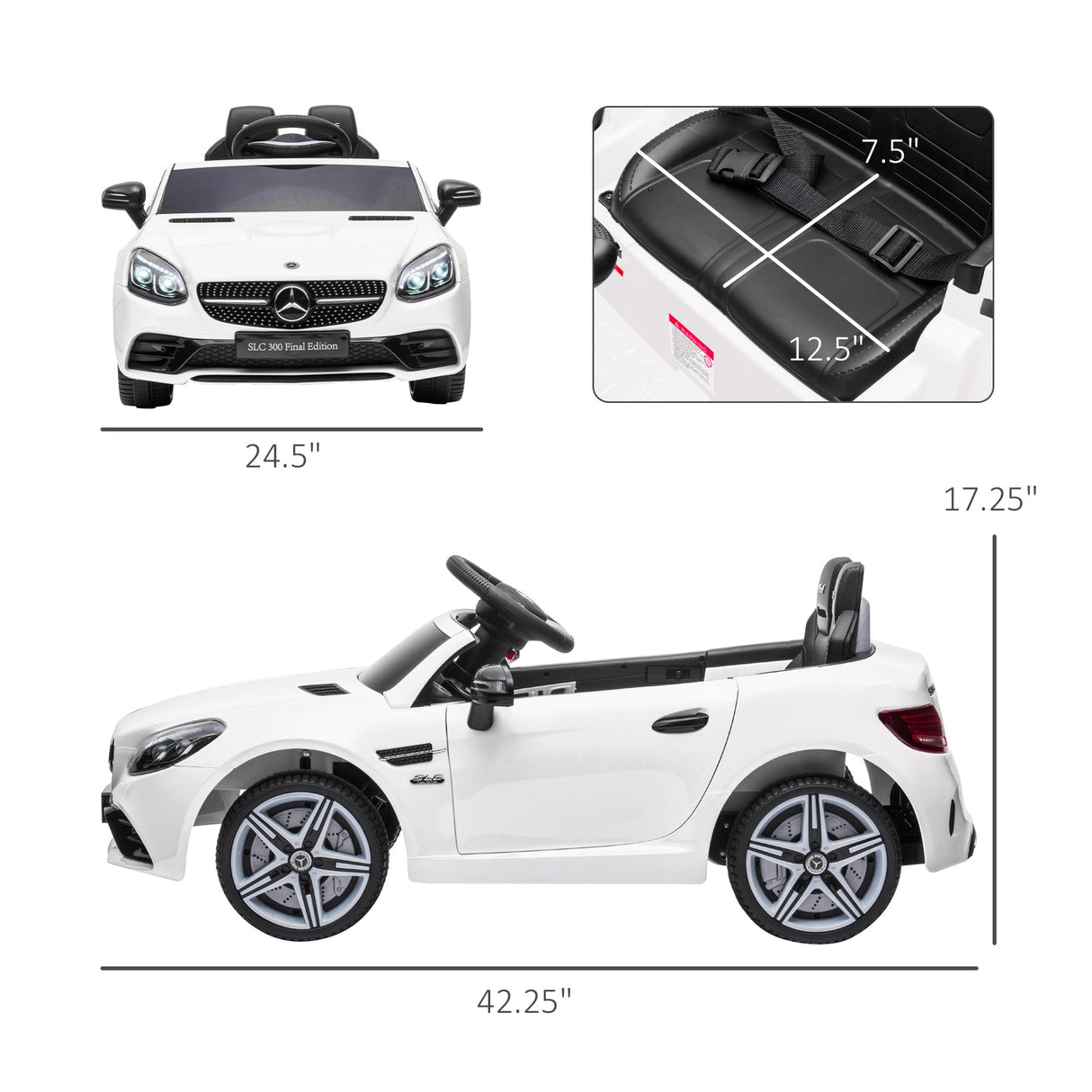 Electric Ride-On Car for Kids with Remote Control, Dual Motors, Music and Lights