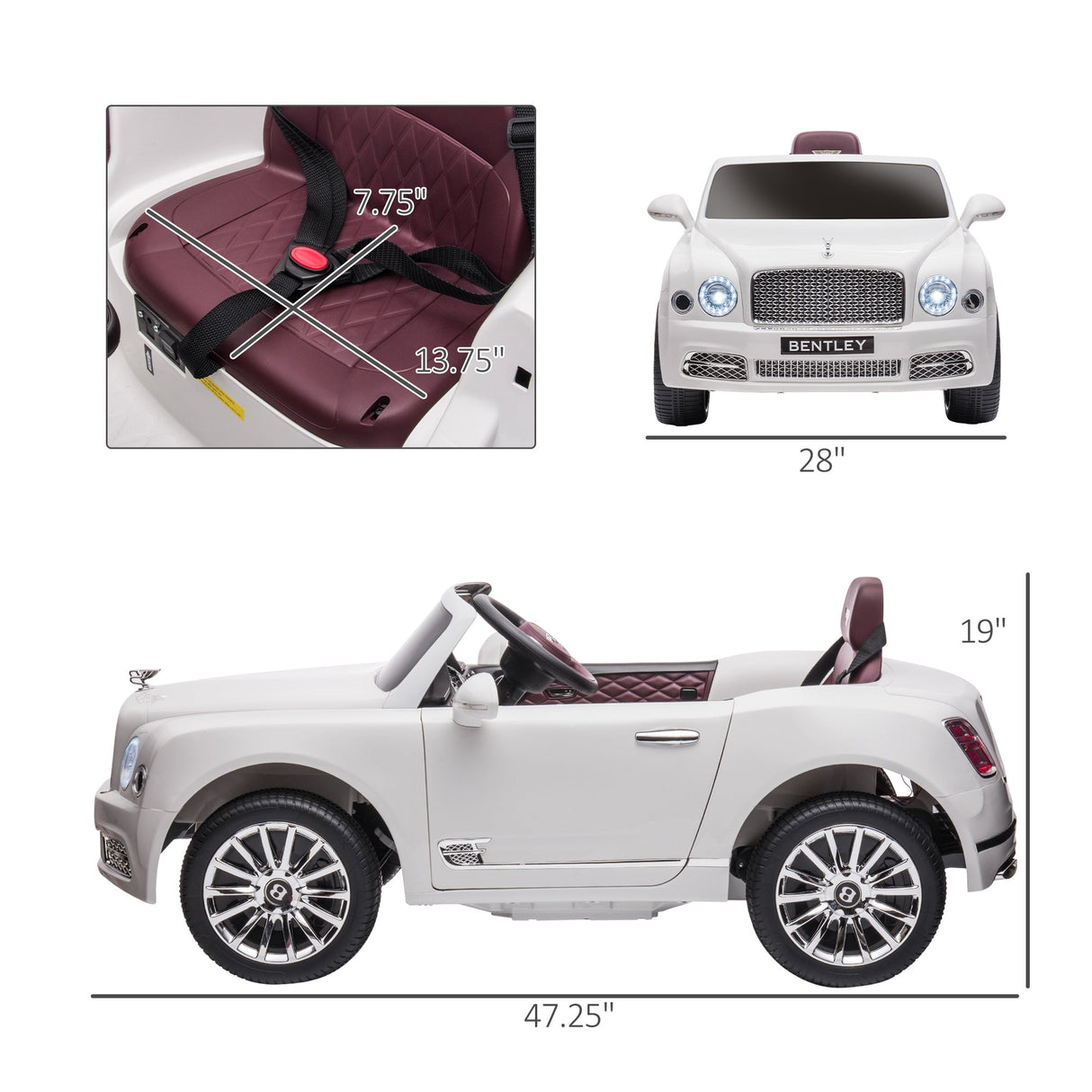 Bentley Mulsanne 12V Electric Ride On Car with LED Lights and MP3 Player