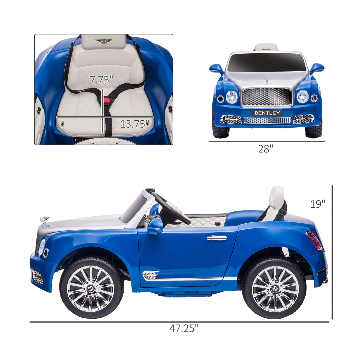 Bentley Mulsanne 12V Electric Ride On Car with LED Lights and MP3 Player