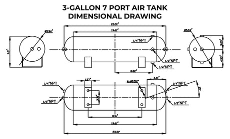 3 Gallon 7 Port Steel Air Tank HornBlasters