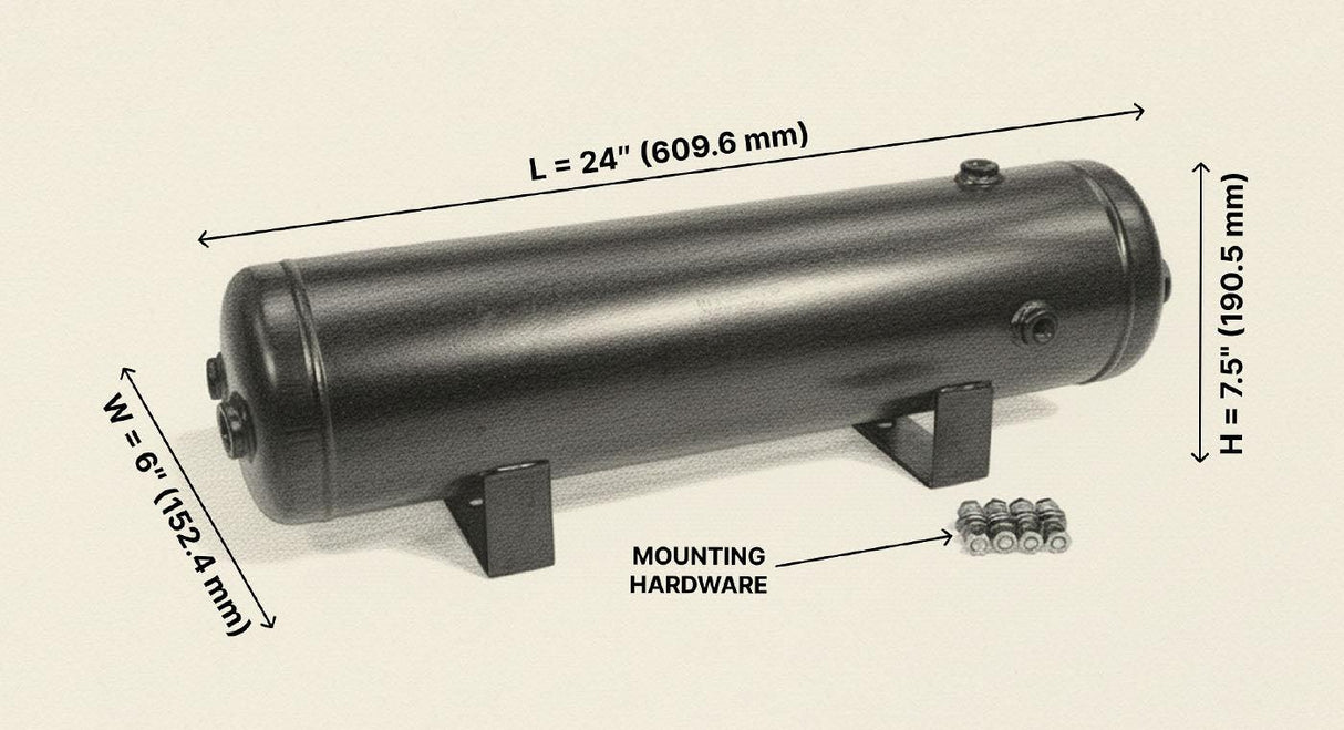 3 Gallon 7 Port Steel Air Tank HornBlasters