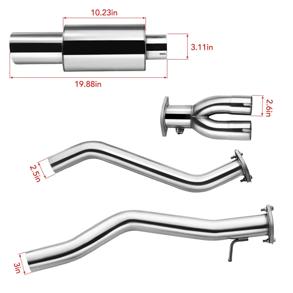 3 Inches Single Tip Cat-Back Exhaust for 2009-2020 Nissan 370Z