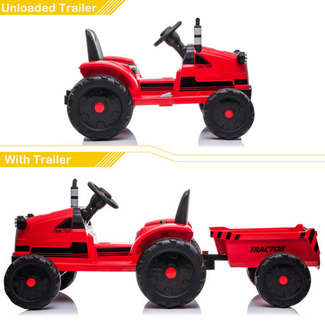 3-Gear-Shift Ground Loader Ride On Toy with LED Lights and Trailer Attachment