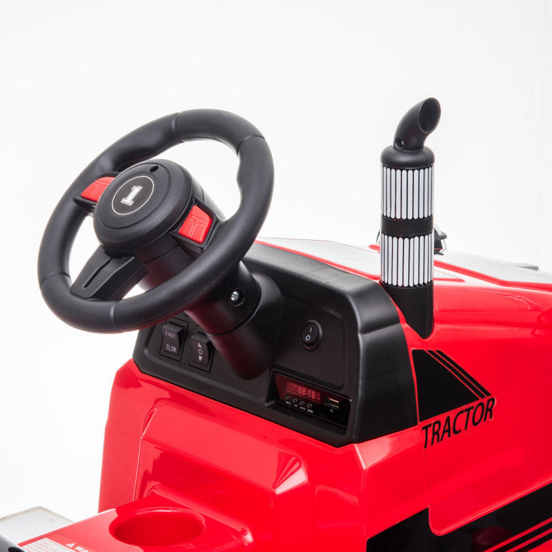 3-Gear-Shift Ground Loader Ride On Toy with LED Lights and Trailer Attachment