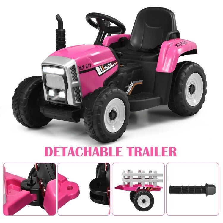 3-Gear-Shift Ride-On Tractor Car for Kids with Ground Loader - Battery Powered (12V)