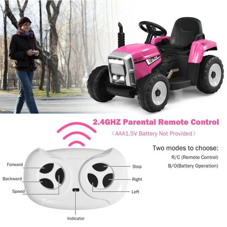 3-Gear-Shift Ride-On Tractor Car for Kids with Ground Loader - Battery Powered (12V)
