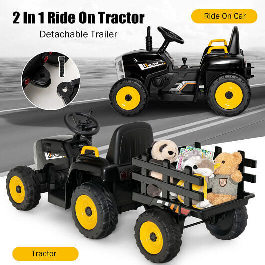 3-Gear-Shift Ride-On Tractor for Kids 3+ Years - Black