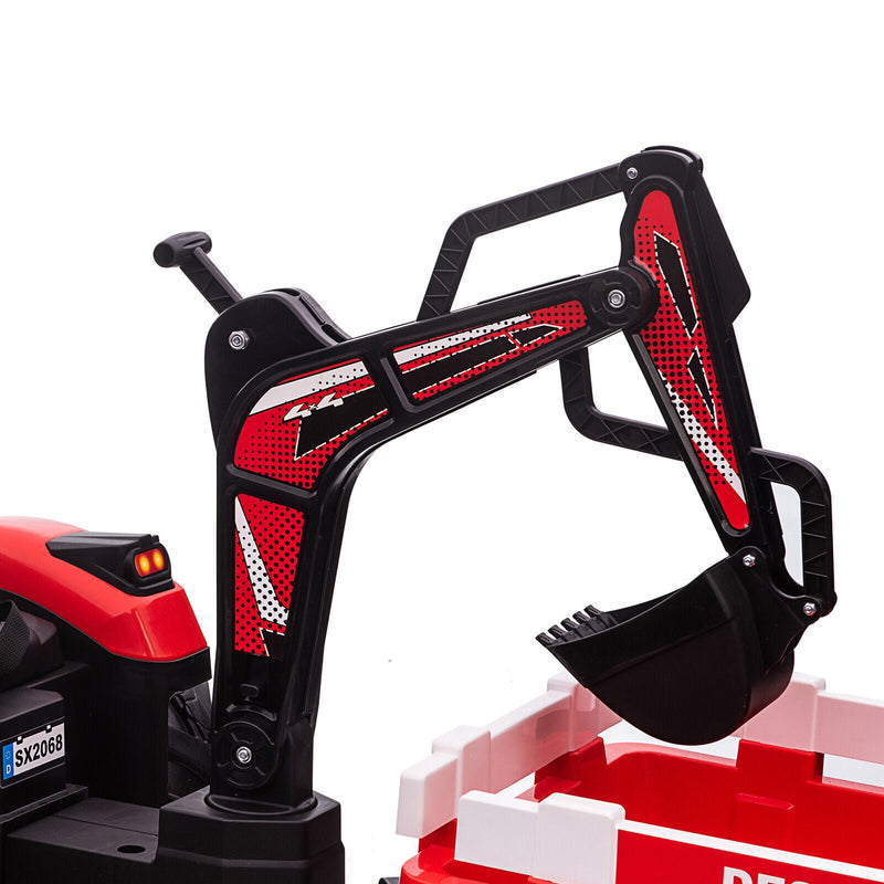 3-in-1 Electric Ride-On Tractor Bulldozer with Trailer and Remote Control for Kids (24V)