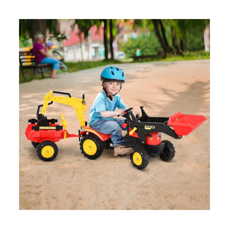 3-in-1 Kids Ride-On Excavator/Bulldozer: Pedal Car Digger Toy for Forward Movement