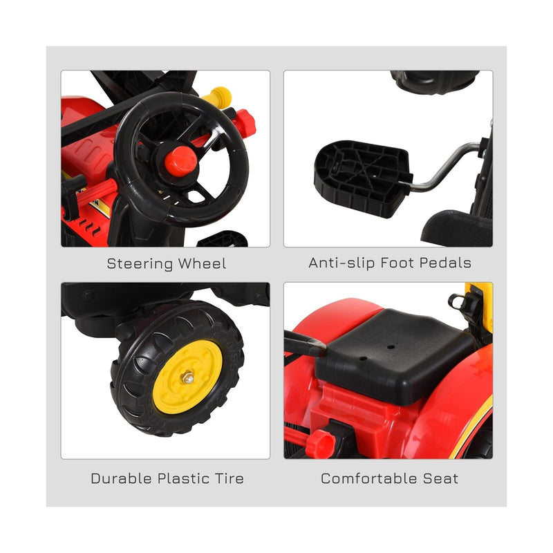 3-in-1 Kids Ride-On Excavator/Bulldozer: Pedal Car Digger Toy for Forward Movement