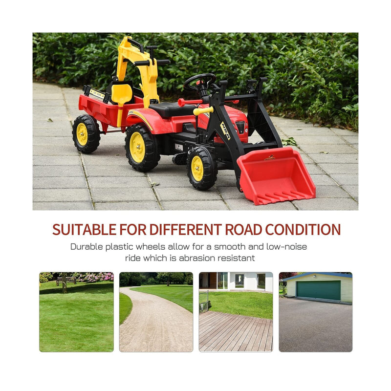 3-in-1 Kids Ride-On Excavator/Bulldozer: Pedal Car Digger Toy for Forward Movement