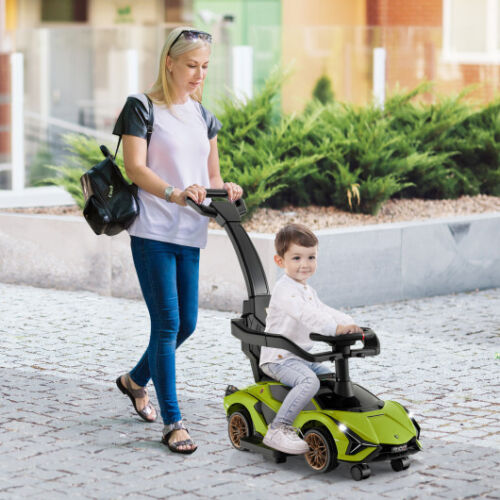 3-in-1 Licensed Lamborghini Ride-On Toy Stroller in Green