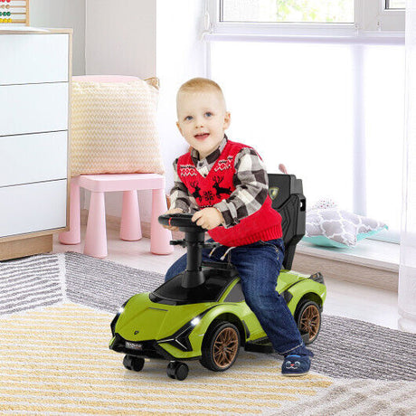 3-in-1 Licensed Lamborghini Ride-On Toy Stroller in Green