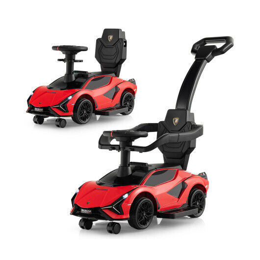 3-in-1 Licensed Lamborghini Ride-On Toy Stroller in Red