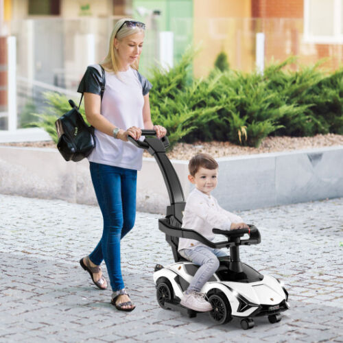 3-in-1 Licensed Lamborghini Ride-On Toy Stroller in White