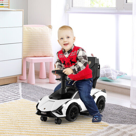 3-in-1 Licensed Lamborghini Ride-On Toy Stroller in White