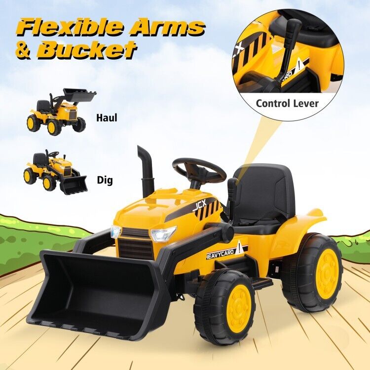 3-Speed 12V Electric Ride-On Excavator Truck with Music, Lights, and Remote Control