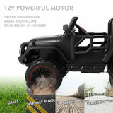 3-Speed Black Ride-On Car for Kids with RC, MP3, LED Lights, USB, and Cover - 12V Battery Powered