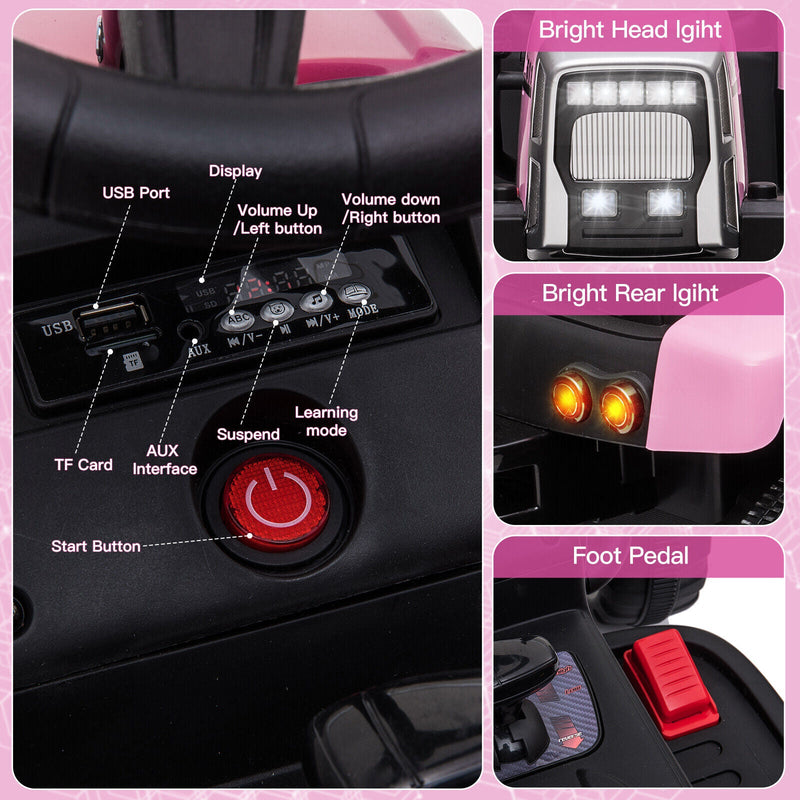 3-Speed Electric 12V Tractor Ride-On Car for Kids with Remote Control