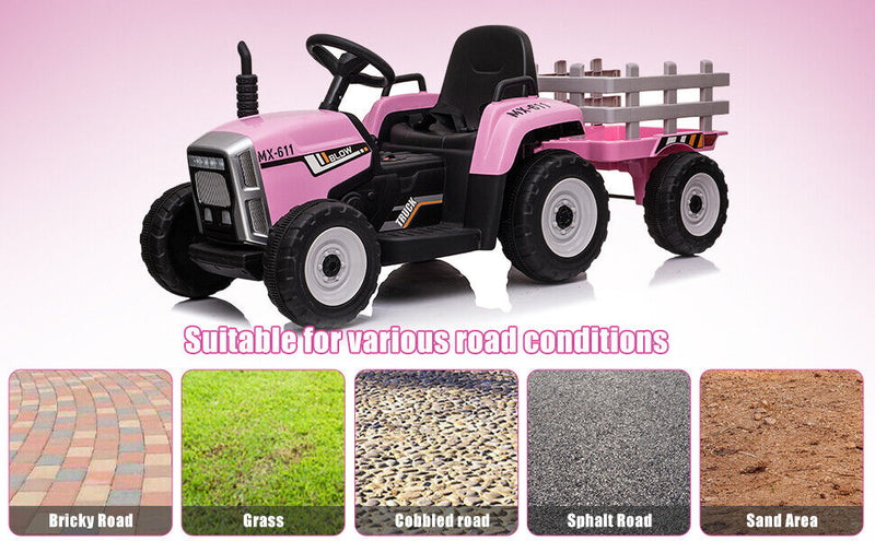 3-Speed Electric 12V Tractor Ride-On Car for Kids with Remote Control