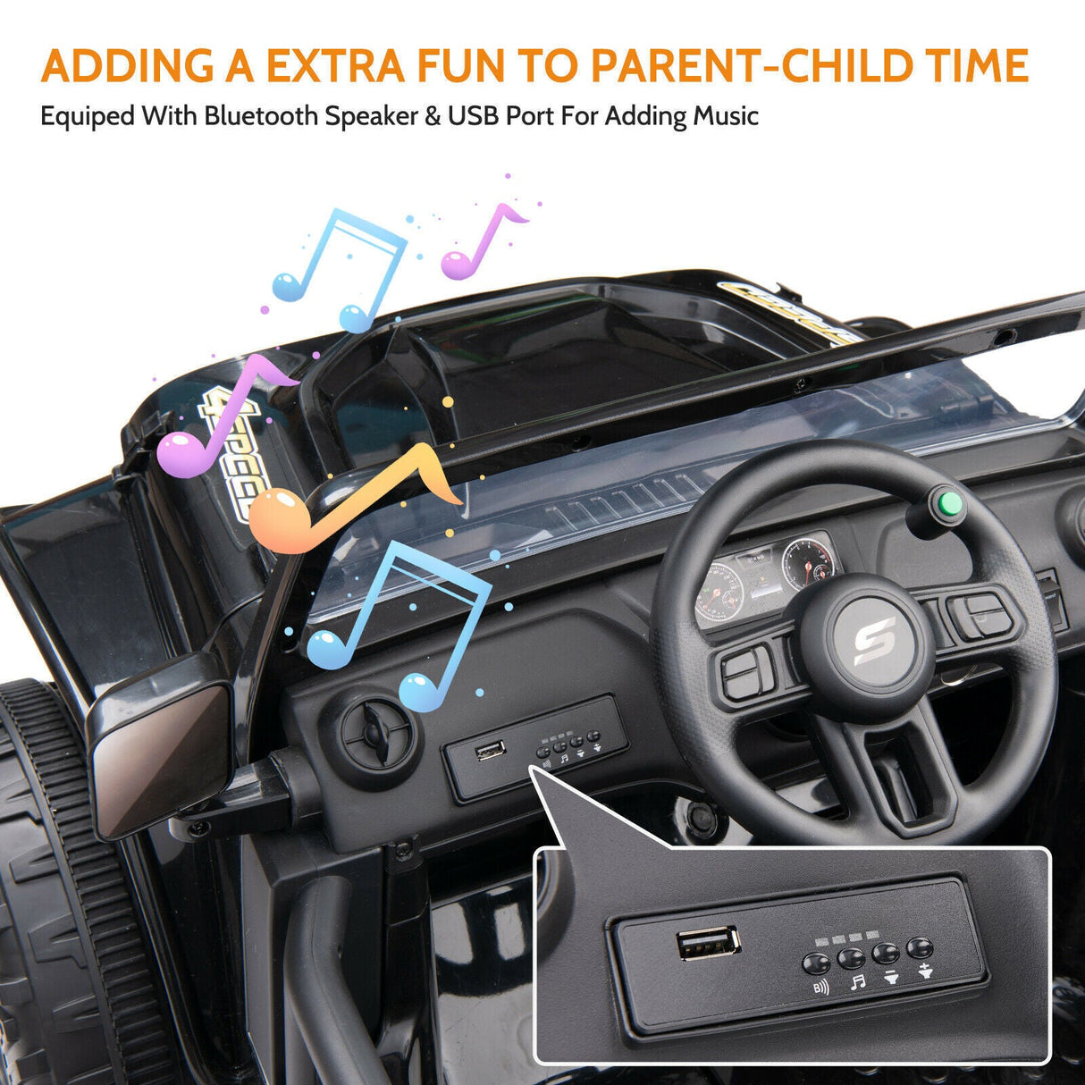 3-Speed Electric Ride-On SUV Truck for Kids with Remote Control and Parent Seat - 12V