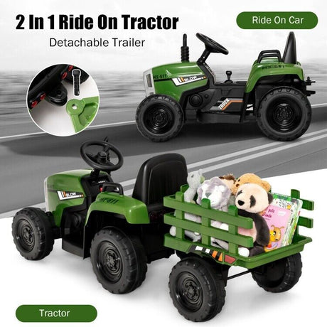 3-Speed Kids Ride-On Tractor with Ground Loader Attachment