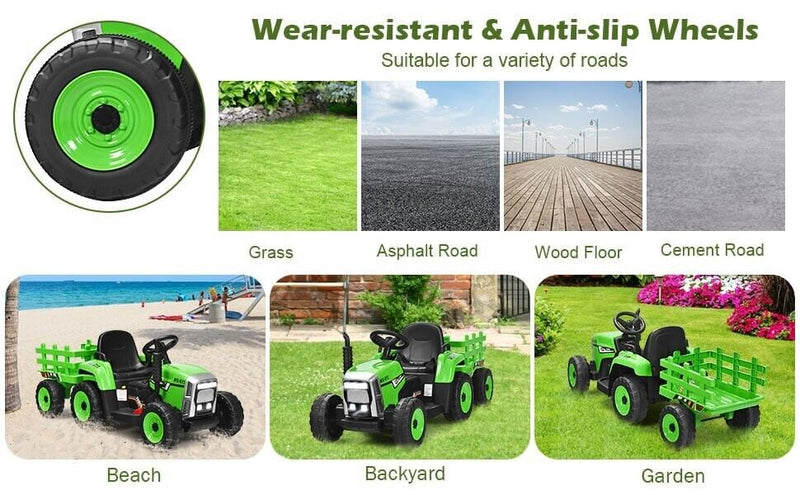 3-Speed Kids Ride-On Tractor with Ground Loader Attachment