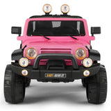 3-Speed Pink Ride On Car Truck for Kids with RC, MP3, LED Lights, USB, and Cover - 12V Battery Powered