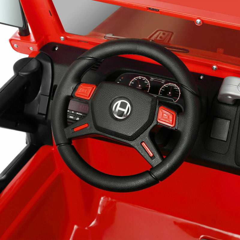 3-Speed Red Ride On Car Truck for Kids with RC, MP3, LED Lights, USB, and Cover - 12V