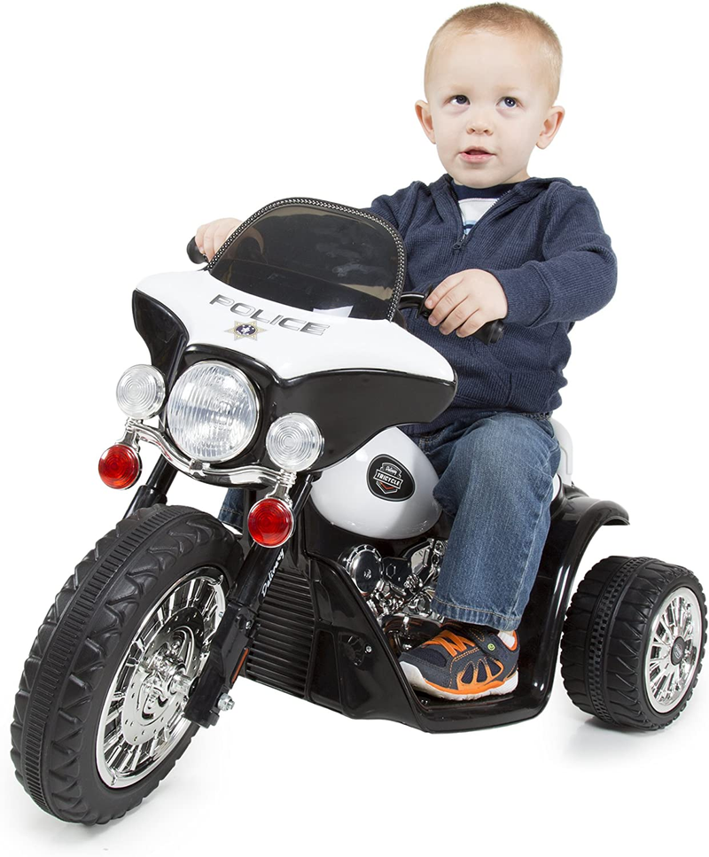 3-Wheel Battery-Powered Kids Motorbike with Police Decals
