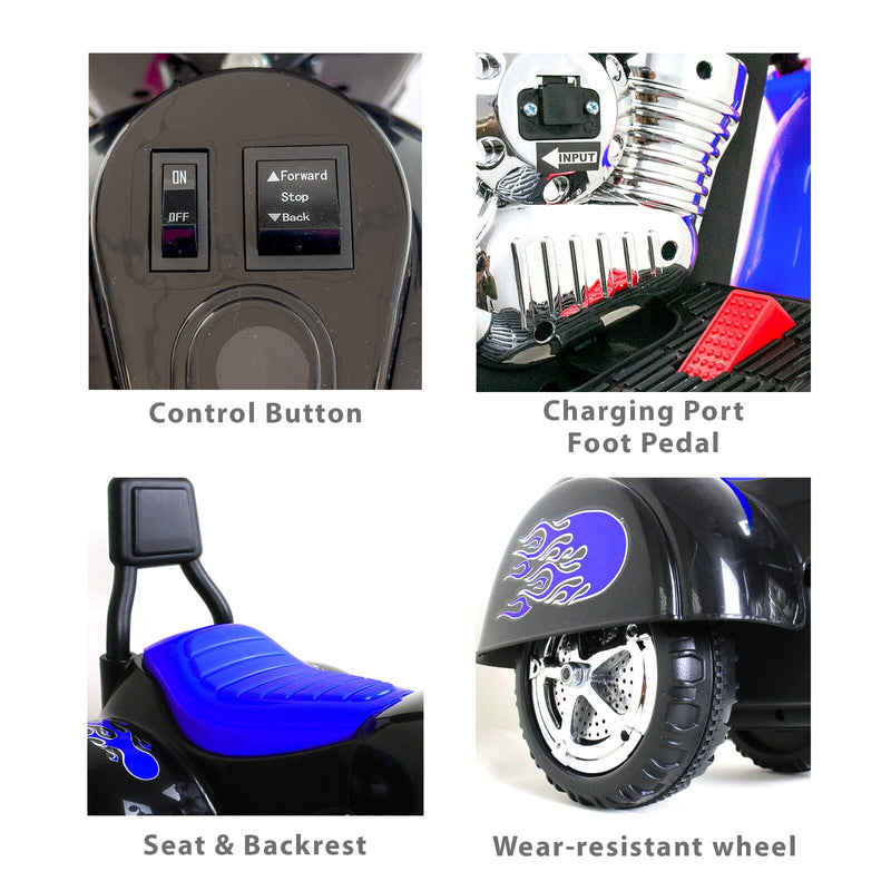 3-Wheel Chopper Motorbike Toy for Kids with LED Lights - Harley Motorcycle Inspired