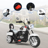3-Wheel Chopper Motorcycle for Kids with Light & Horn - White