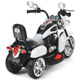 3-Wheel Chopper Motorcycle for Kids with Light & Horn - White