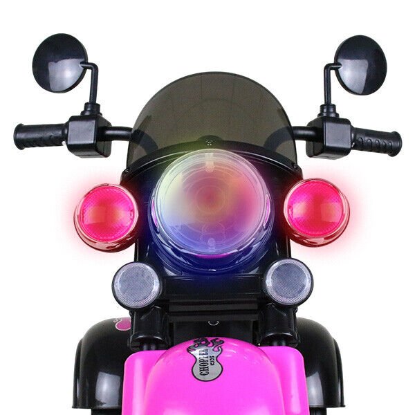 3-Wheel Chopper Ride-On Motorcycle Toy for Kids with LED Headlights