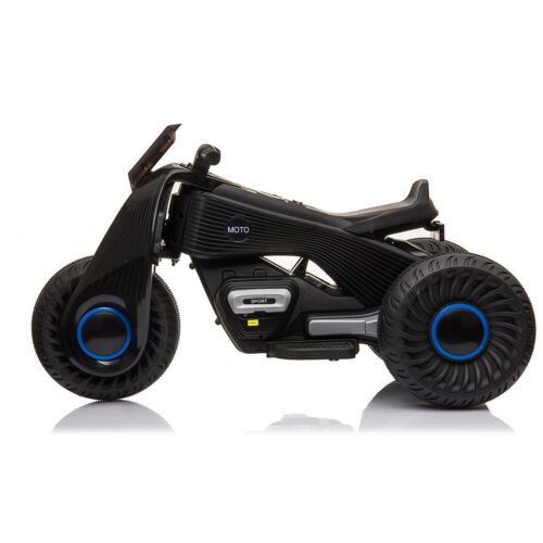 3-Wheel Double Drive Electric Kids Motorcycle in Black - 6V Ride-On Toy for Children
